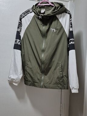 PINK Victoria's Secret Olive Green Jacket with White Label